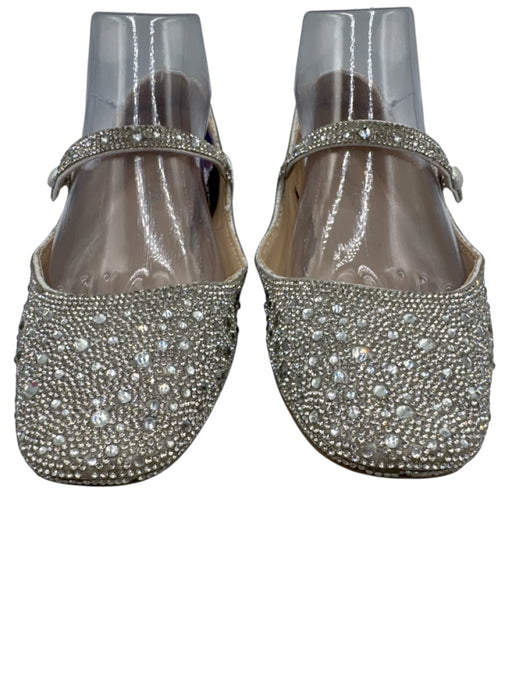Betsey Johnson Shoe Size 7 Silver & Clear PU Leather Fabric Lined Flats Silver & Clear / 7