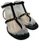 Prada Shoe Size 37 Black Suede Gold Tone Hardware Ankle Strap Logo Sandals Black / 37