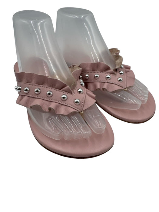 Clorinda Antinori Shoe Size 37 Pink Leather Ruffle Studded Thong Sandals Pink / 37
