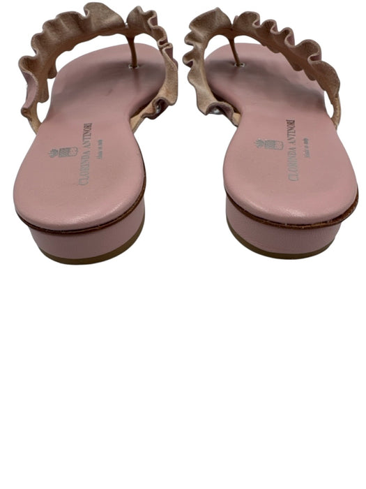 Clorinda Antinori Shoe Size 37 Pink Leather Ruffle Studded Thong Sandals Pink / 37
