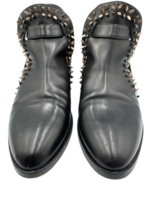 Alaia Shoe Size 36.5 Black & Rose Gold Leather Cut Out studded accents Booties Black & Rose Gold / 36.5