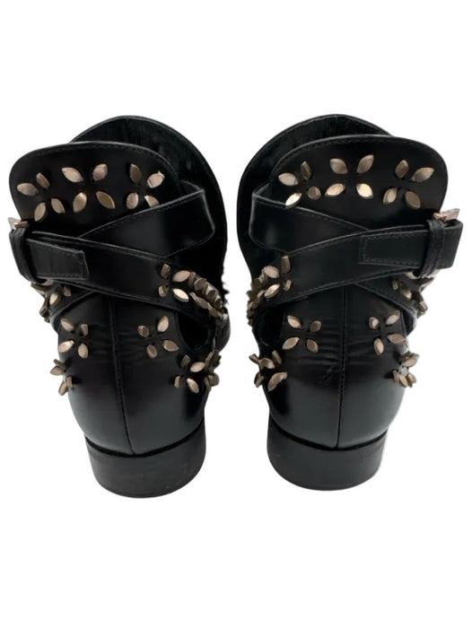 Alaia Shoe Size 36.5 Black & Rose Gold Leather Cut Out studded accents Booties Black & Rose Gold / 36.5