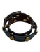 Tory Burch Blue Gray Leather gold tone metal Studded Logo Wrap Bracelet Blue Gray