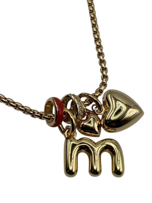 Roxanne Assoulin Gold & Red Gold Tone Metal Enamel Monogram Charm Necklace Gold & Red