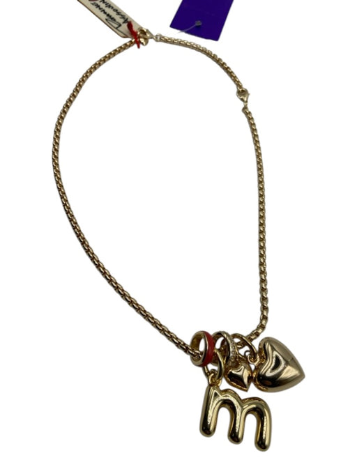 Roxanne Assoulin Gold & Red Gold Tone Metal Enamel Monogram Charm Necklace Gold & Red