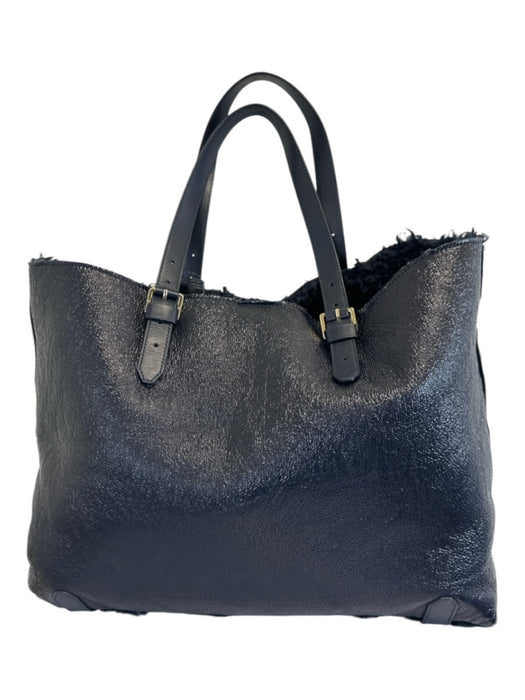 Tory Burch Black Synthetic Magnetic Closure Gold Hardware Fleece Lined Bag Black / L