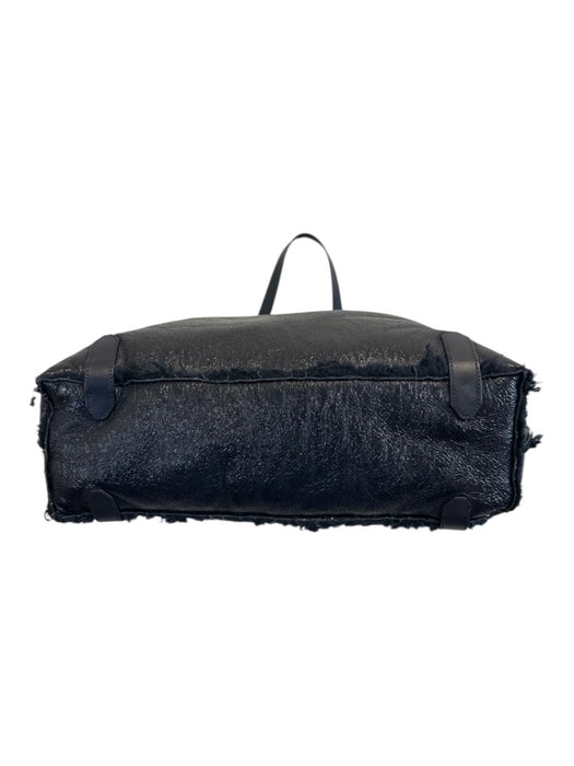Tory Burch Black Synthetic Magnetic Closure Gold Hardware Fleece Lined Bag Black / L