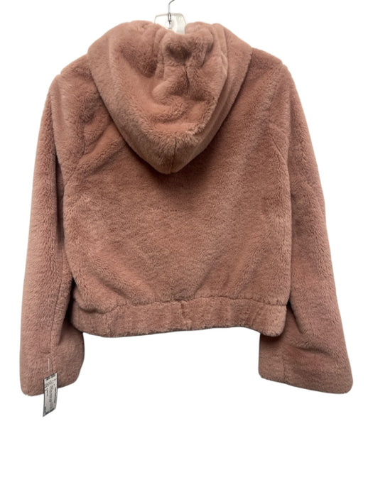 Dh New York Size S Dusty Pink Polyester Button Front Faux Fur Hooded Jacket Dusty Pink / S