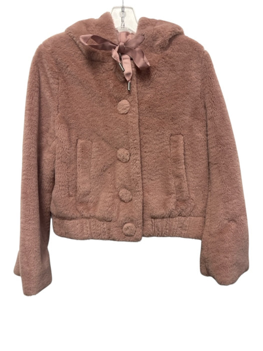 Dh New York Size S Dusty Pink Polyester Button Front Faux Fur Hooded Jacket Dusty Pink / S