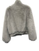 Trina Turk Size S Grey Polyester Faux Fur Button Front Ribbed Accents Jacket Grey / S