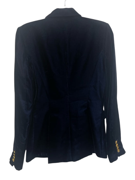 Smythe Size 2 Black Acetate Blend Flap Pocket Velvet Peak Lapels Blazer Black / 2