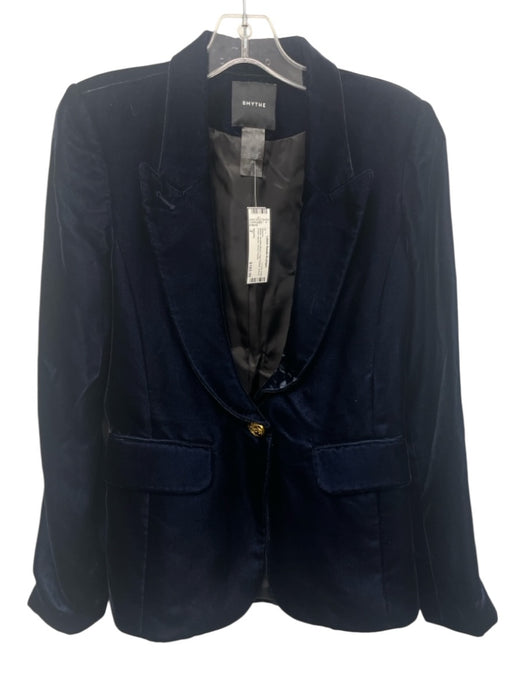 Smythe Size 2 Black Acetate Blend Flap Pocket Velvet Peak Lapels Blazer Black / 2