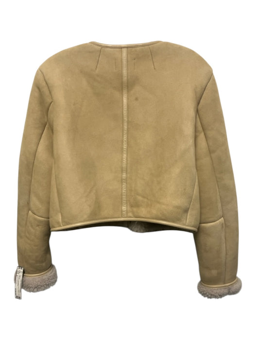 J Crew Collection Size S Tan Lamb Shearling Button Front Pockets Jacket Tan / S