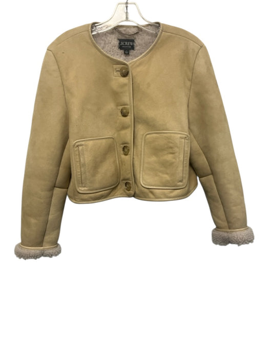 J Crew Collection Size S Tan Lamb Shearling Button Front Pockets Jacket Tan / S