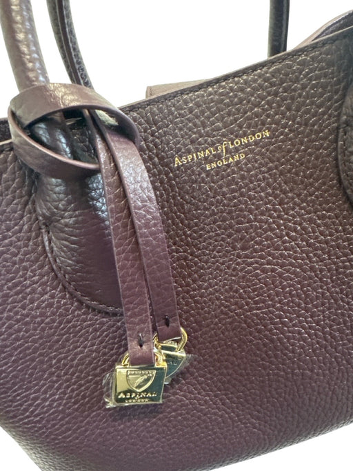 Aspinal of London Deep Plum Leather Top Handle Pebbled Crossbody Strap Bag Deep Plum / S