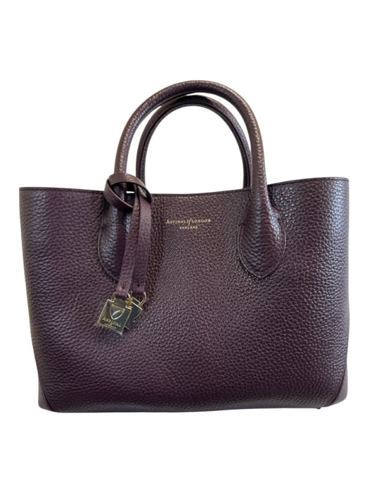 Aspinal of London Deep Plum Leather Top Handle Pebbled Crossbody Strap Bag Deep Plum / S