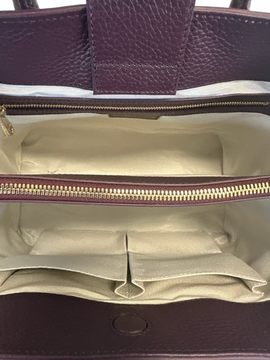 Aspinal of London Deep Plum Leather Top Handle Pebbled Crossbody Strap Bag Deep Plum / S
