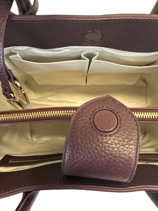 Aspinal of London Deep Plum Leather Top Handle Pebbled Crossbody Strap Bag Deep Plum / S