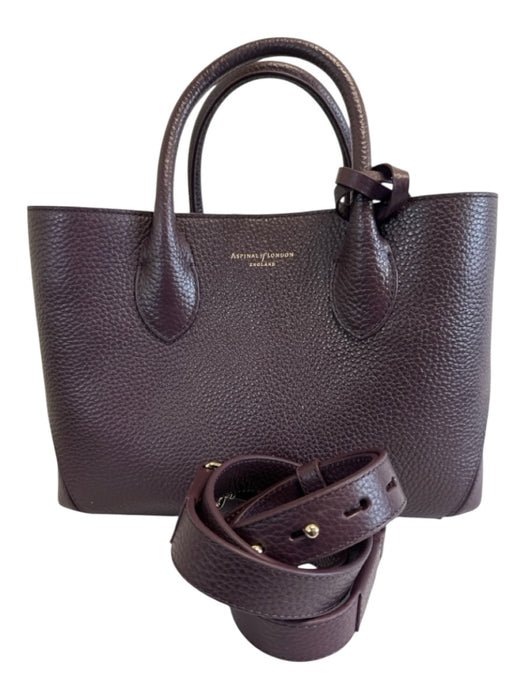 Aspinal of London Deep Plum Leather Top Handle Pebbled Crossbody Strap Bag Deep Plum / S