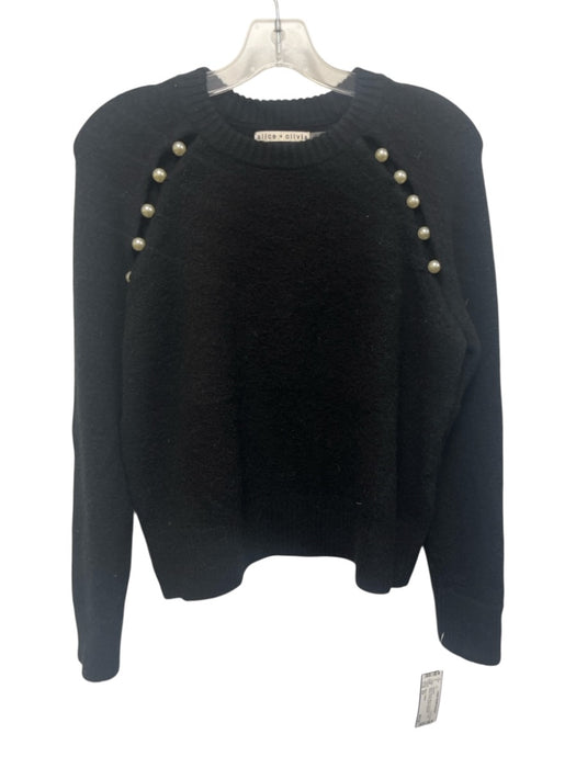 Alice + Olivia Size XS Black Acrylic Blend Crew Neck Long Sleeve Sweater Black / XS