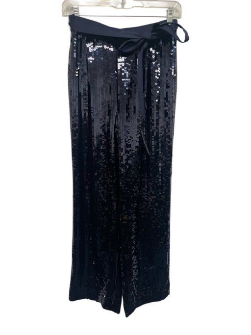 J Crew Collection Size XS Black Polyester Sequined Tie belt Elastic Waist Pants Black / XS