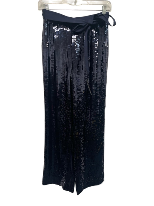 J Crew Collection Size XS Black Polyester Sequined Tie belt Elastic Waist Pants Black / XS