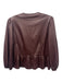 Finley Size XS Burgundy PU Leather Tie Front Long Balloon Sleeve Top Burgundy / XS