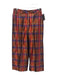 Trina Turk Size 0 Red Multi Poly Blend Zip & Hook Closure Plaid Satin Pants Red Multi / 0