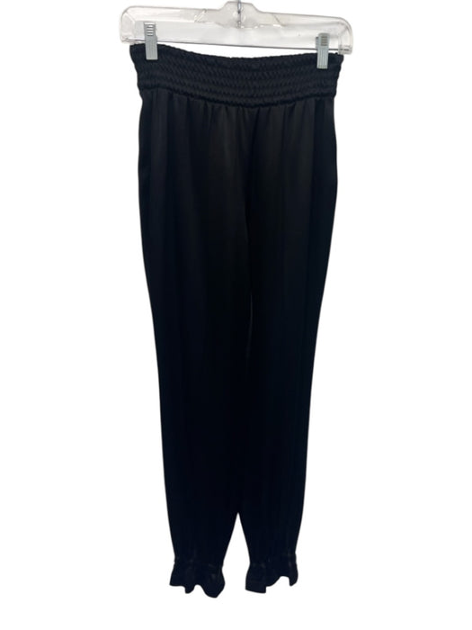 Alice + Olivia Size S Black Triacetate Blend Tie Belt Satin Pants Black / S