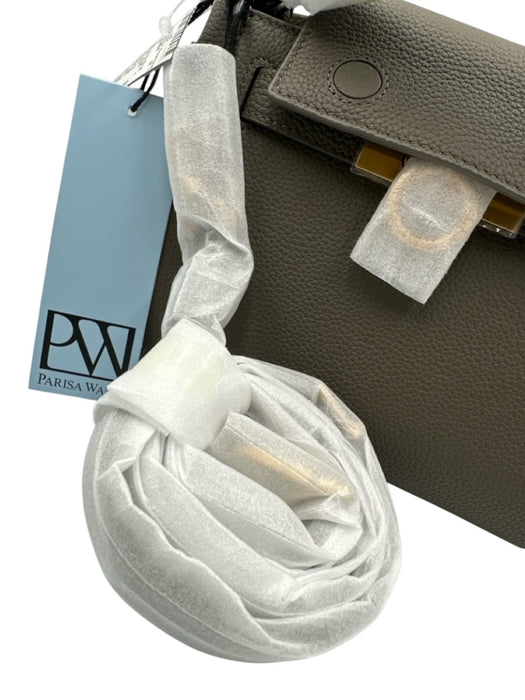 Parisa Wang Green Leather Pebbled Gold Hardware Top Handle Feet Bag Green / Mini