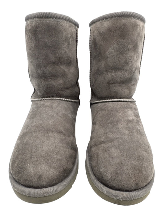 Ugg Shoe Size 7 Grey Leather & Synthetic Fleece Lined Crystal Embellished Boots Grey / 7