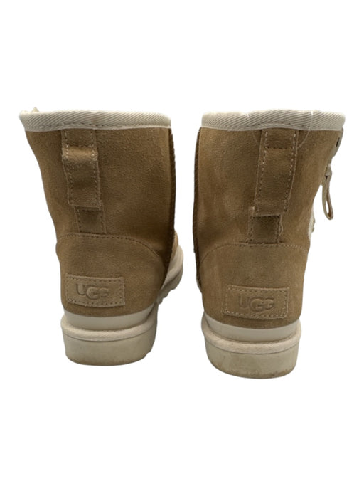 Ugg Shoe Size 7 Brown Leather & Synthetic Fleece Lined Zip Close Ankle Boots Brown / 7