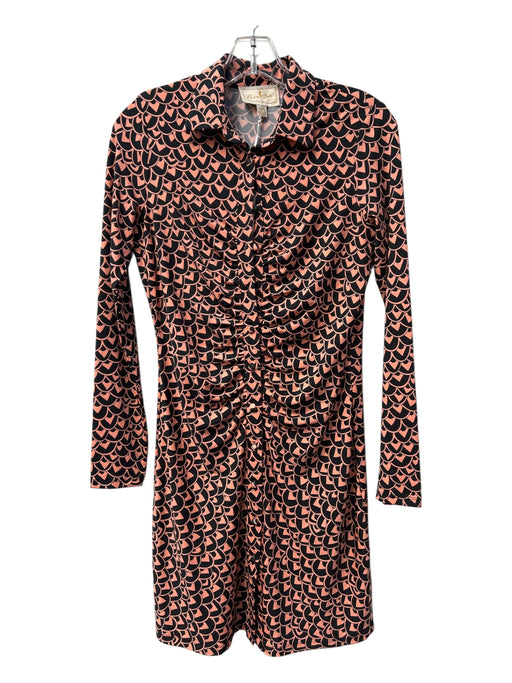 Flora Bea Size Small Black & Coral No Fabric Tag All Over Print Dress Black & Coral / Small