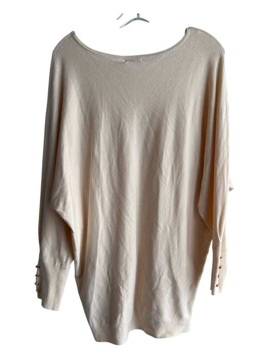 Esqualo Size Small Ivory Viscose Blend Batwing Button Cuff Wide Neck Top Ivory / Small
