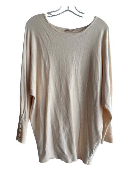 Esqualo Size Small Ivory Viscose Blend Batwing Button Cuff Wide Neck Top Ivory / Small
