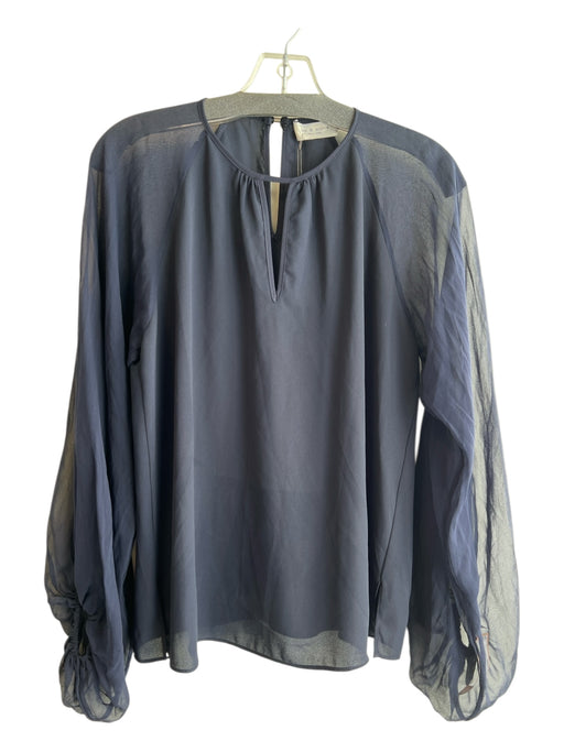 Lola & Sophie Size Small Navy No Fabric Tag Long Sheer Sleeves Cut Out Front Top Navy / Small