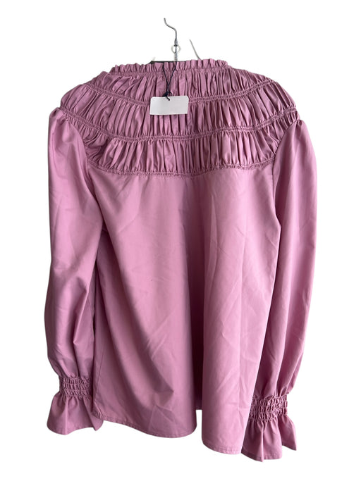 Taylor Tillman Size M Pink Missing Fabric Tag Smocked High Neck Long Sleeve Top Pink / M