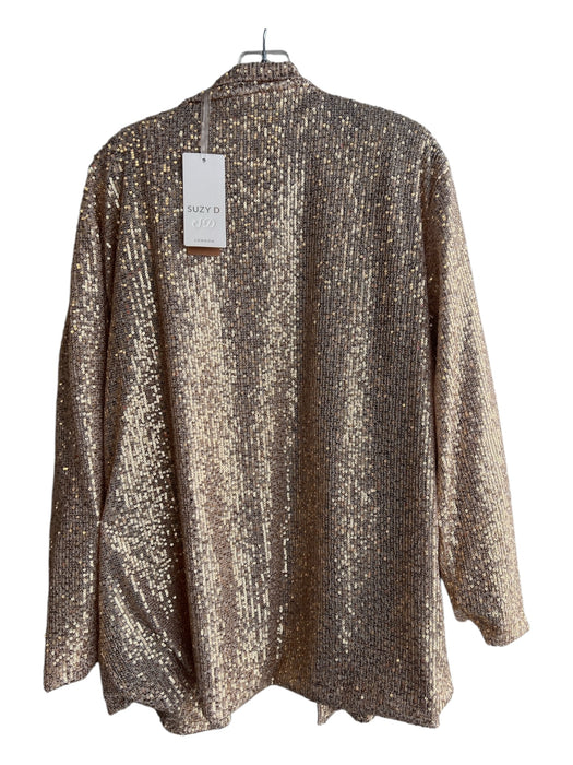 Suzy D Size Est M Gold Sequin Polyester Blend Blazer Jacket Gold / Est M