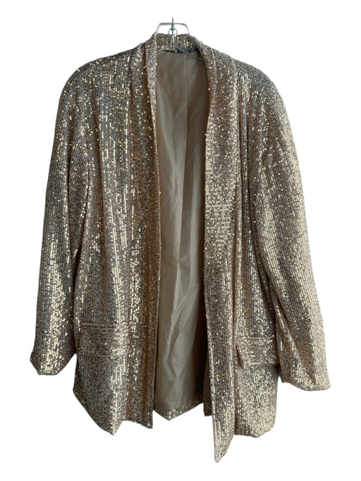 Suzy D Size Est M Gold Sequin Polyester Blend Blazer Jacket Gold / Est M