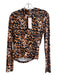 Esqualo Size S Brown Viscose Blend Animal Print high neck Long Sleeve Top Brown / S