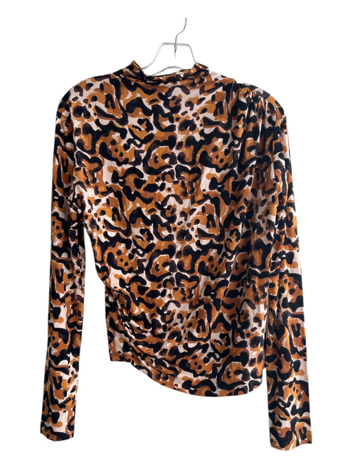 Esqualo Size S Brown Viscose Blend Animal Print high neck Long Sleeve Top Brown / S