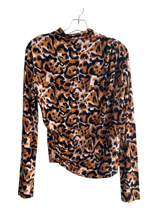 Esqualo Size S Brown Viscose Blend Animal Print high neck Long Sleeve Top Brown / S