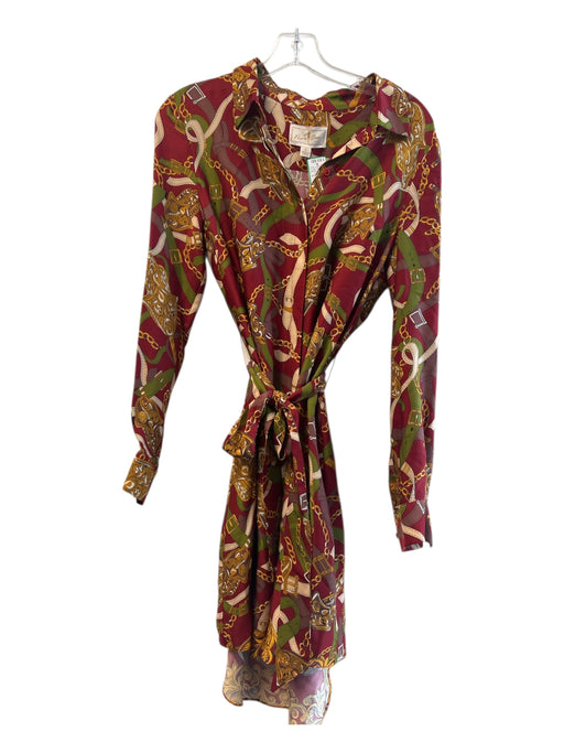 Flora Bea Size S Red & Multi No Fabric Tag Collared Button Down Belt Inc. Dress Red & Multi / S