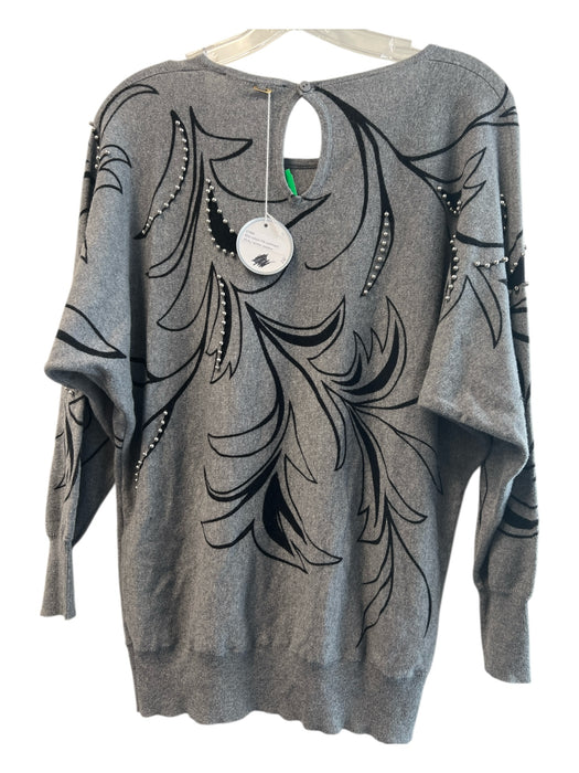 Elliott Lauren Size Est S Grey Cotton & Cashmere Round Neck Back Keyhole Sweater Grey / Est S