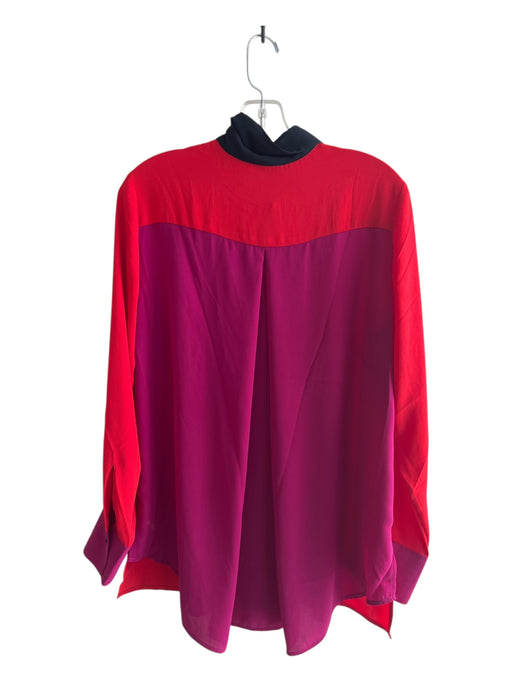 Hinson Wu Size 6 Red & Black No Fabric Tag Collared Color Block Long Sleeve Top Red & Black / 6