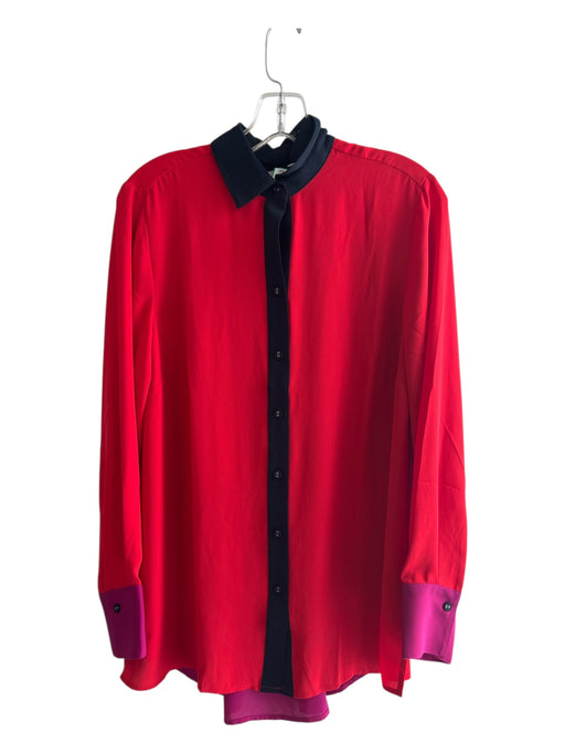 Hinson Wu Size 6 Red & Black No Fabric Tag Collared Color Block Long Sleeve Top Red & Black / 6