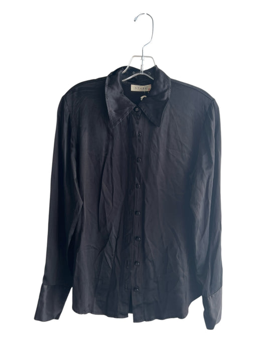 Stark X Size Est S Black No Fabric Tag Satin Collared Button Down Top Black / Est S