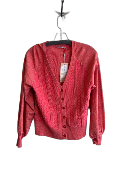 Esqualo Size S Pink Viscose Blend Metallic Chevron Zig Zag V Neck Cardigan Pink / S