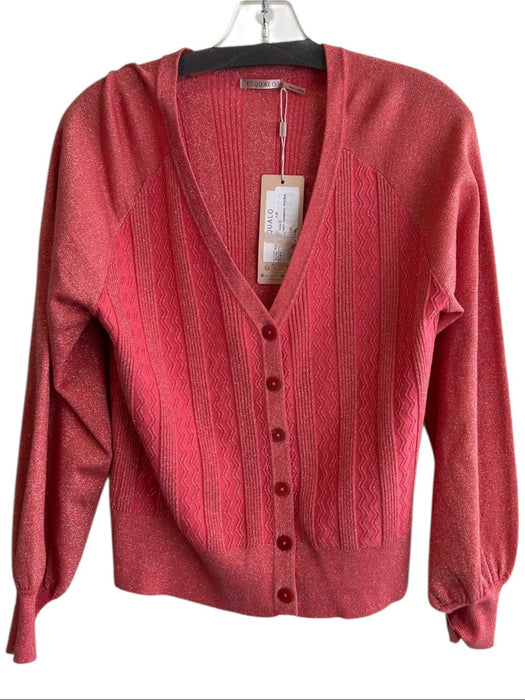 Esqualo Size S Pink Viscose Blend Metallic Chevron Zig Zag V Neck Cardigan Pink / S