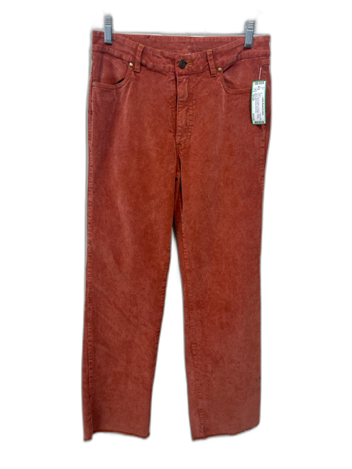 Hello Nite Size Small Rust Orange Corduroy Straight Leg Frayed Hem Pants Rust Orange / Small
